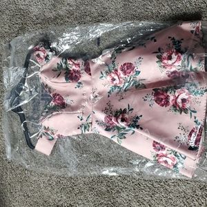 Floral Pink off shoulder dress with pockets